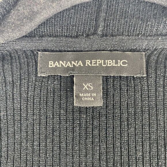 Banana Republic Women's Cropped Cardigan Size XS Black Open Front Ribbed - Picture 2 of 7
